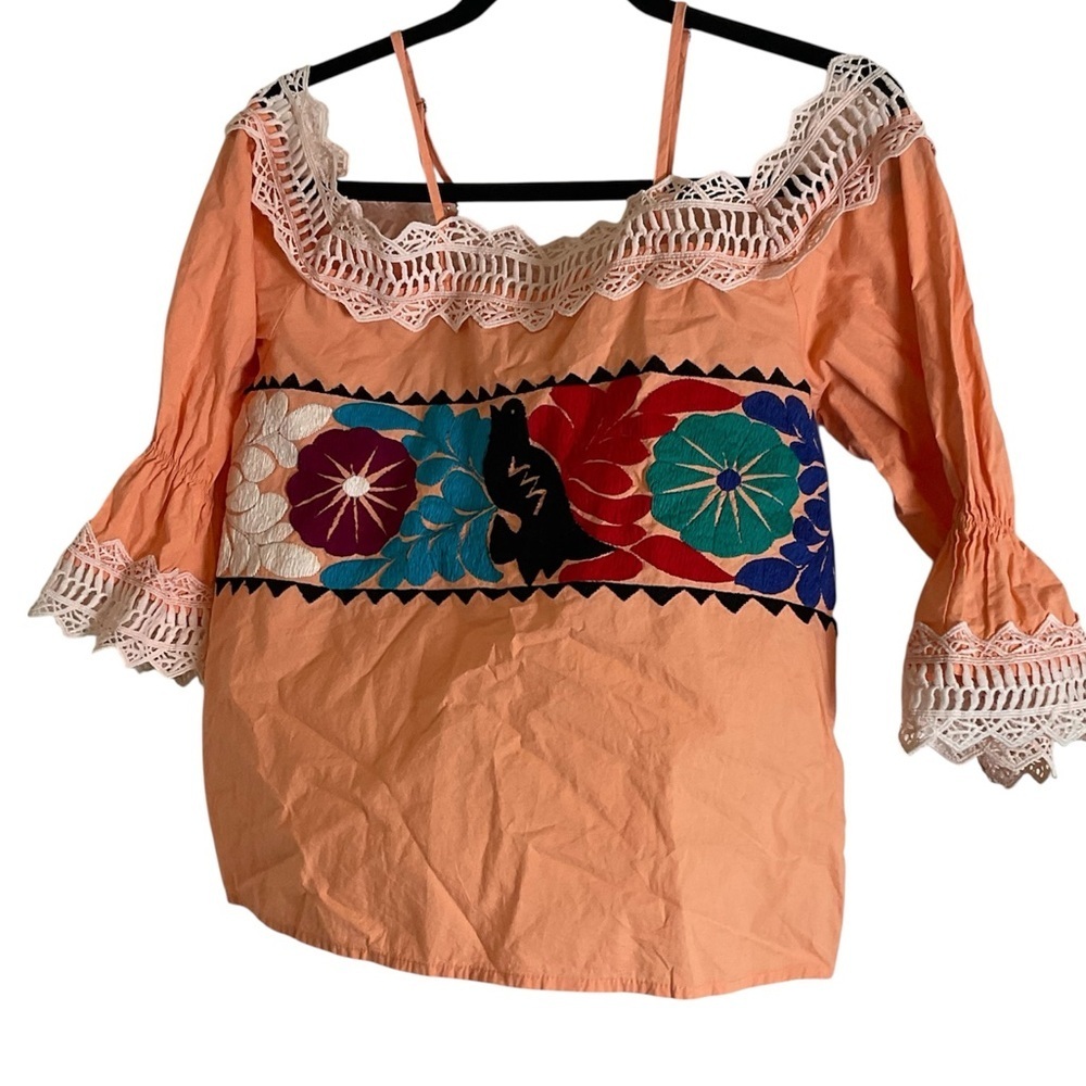 YIMAI OFF THE SHOULDER Peach Women's Top size small - Picture 11 of 12
